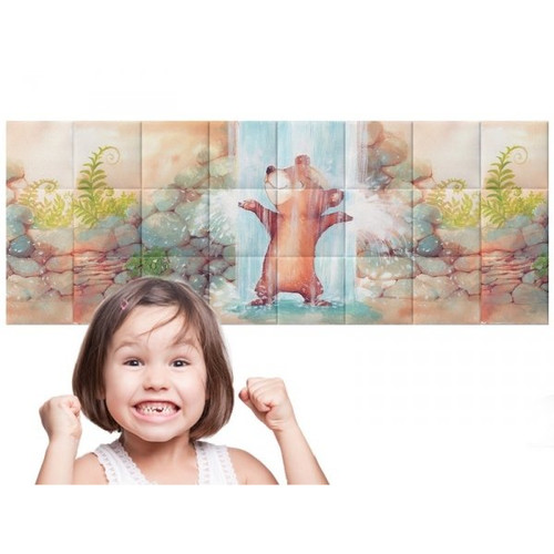 Gabillustrator-6 maci mese grafika 3d nyomtatott műbőr falvédő (200x75 cm)