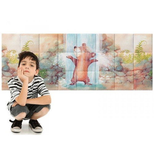 Gabillustrator-6 maci mese grafika 3d nyomtatott műbőr falvédő (200x75 cm)