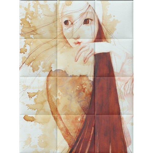 Gabillustrator-5 lány művészi nyomtatott műbőr falikép