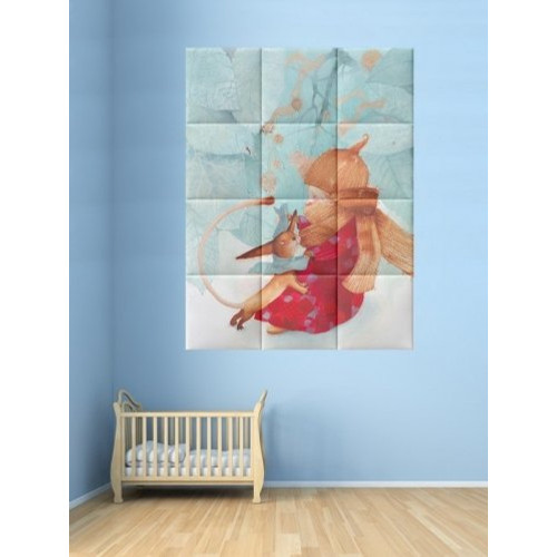 Gabillustrator-6 lány piros ruhában design nyomtatott műbőr falikép