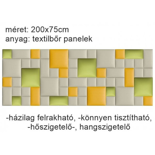 Műbőr falvédő-83 V-3 faldekoráció, ágy mellé (200x75 cm) beige, sárga, zöld falpanelekből Műbőr falvédő-83 V-3 faldekoráció, ágy mellé (200x75 cm) beige, sárga, zöld falpanelekből