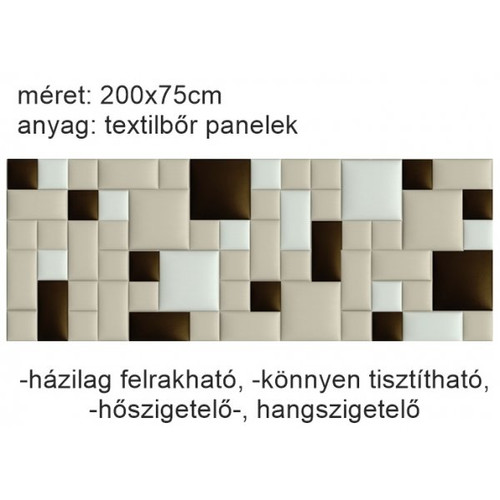 Műbőr falvédő-96 V-16 faldekoráció (200x75 cm) fehér, beige, barna falpanelekből Műbőr falvédő-96 V-16 faldekoráció (200x75 cm) fehér, beige, barna falpanelekből