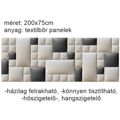 Műbőr falvédő-149 P-6 kész faldekoráció ágy mellé (200x75 cm) beige, szürke falipanelekből Műbőr falvédő-149 P-6 kész faldekoráció ágy mellé (200x75 cm) beige, szürke falipanelekből