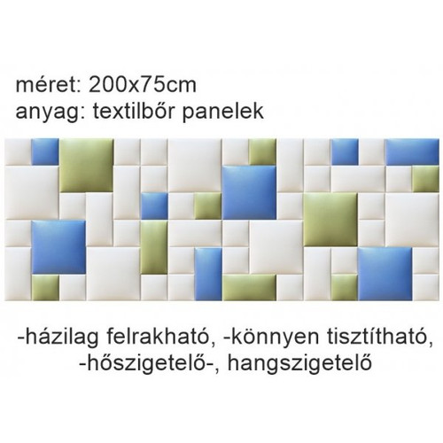 Műbőr falvédő-153 P-12 hangszigetelő panel faldekoráció (200x75 cm)