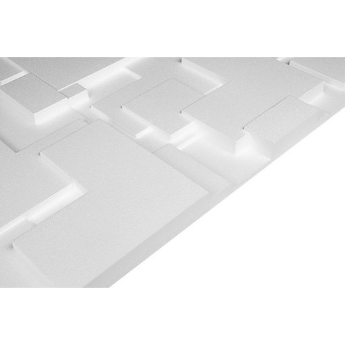 Falburkolat - Marbet PD-2 modern formák fehér festhető polisztirol falpanel (96x48cm)