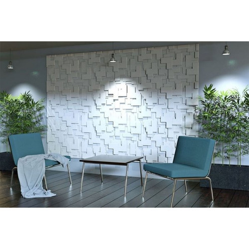 Falburkolat - Marbet PD-2 modern formák fehér festhető polisztirol falpanel (96x48cm)