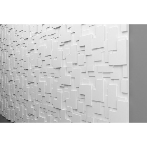 Falburkolat - Marbet PD-2 modern formák fehér festhető polisztirol falpanel (96x48cm)