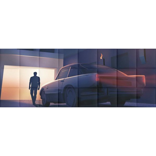 Autó-2 design 3d nyomtatott műbőr falvédő (200x75 cm) 3d falpanelek