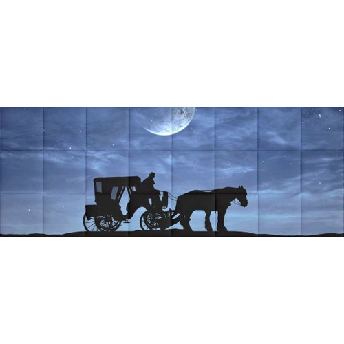 Éjszaka sziluett design kép 3d nyomtatott műbőr falvédő (200x75 cm)