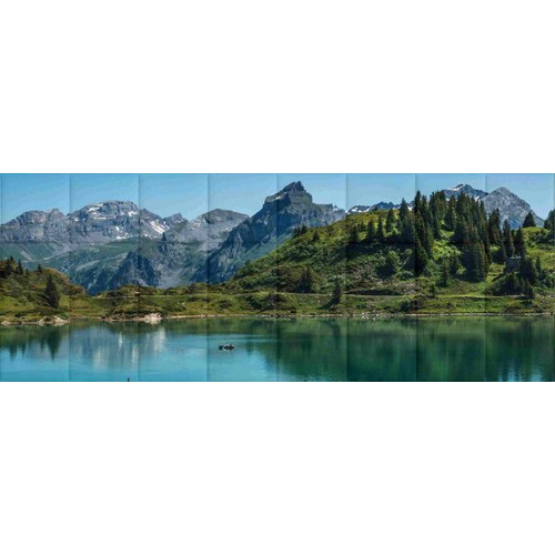 Panoráma-2 hegyek tó természet fotó nyomtatott műbőr falvédő (200x75 cm), MDF alappal Panoráma-2 hegyek tó természet fotó nyomtatott műbőr falvédő (200x75 cm), MDF alappal