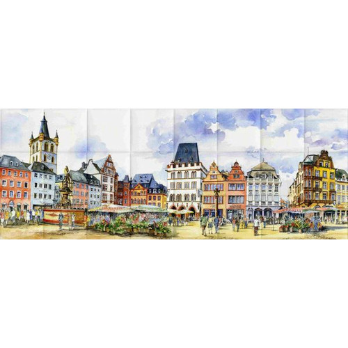 Városban festmény grafika nyomtatott műbőr falvédő (200x75 cm), ágy mögé falburkolat Városban festmény grafika nyomtatott műbőr falvédő (200x75 cm), ágy mögé falburkolat