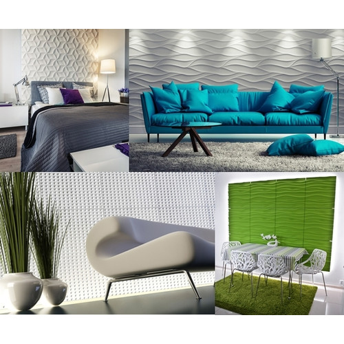 Loft-3D Dekor-08 beltéri festhető gipsz 3d dekor falpanel fehér virág