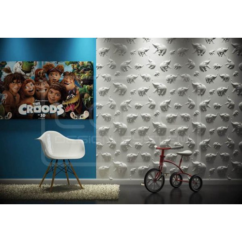 Loft-3D Dekor-14 falpanel beltéri festhető gipsz 3d dekor falpanel fehér elefánt