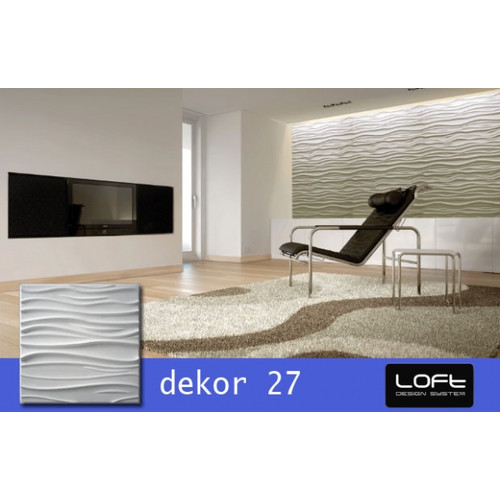 Loft-3D Dekor-27 beltéri festhető gipsz 3d dekor falpanel fehér hullámos