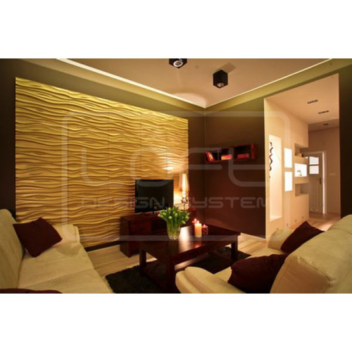 Loft-3D Dekor-27 beltéri festhető gipsz 3d dekor falpanel fehér hullámos