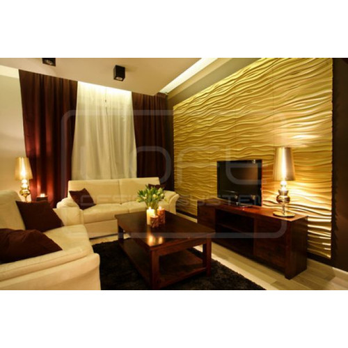 Loft-3D Dekor-27 beltéri festhető gipsz 3d dekor falpanel fehér hullámos