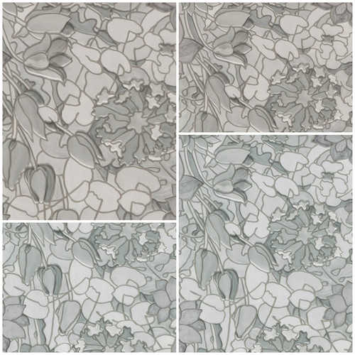 13578 - Tulips grey 3D szürke tulipános sztatikus ablakfólia 45 cm x 1,5 m 13578 - Tulips grey 3D szürke tulipános sztatikus ablakfólia 45 cm x 1,5 m