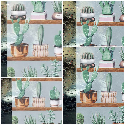 14150 - Cactus 3D kaktuszos sztatikus ablakfólia, üvegre/ablakra 67,5 cm x 15 m