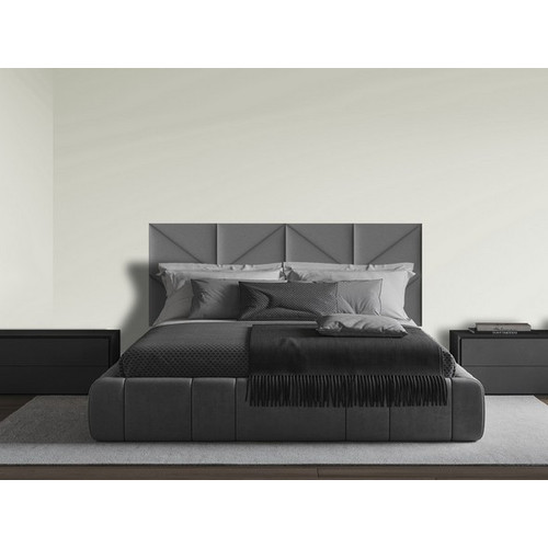 Kerma műbőr panelekből kialakított modern ágyvég 200x75 cm ezüst Rocks Silver