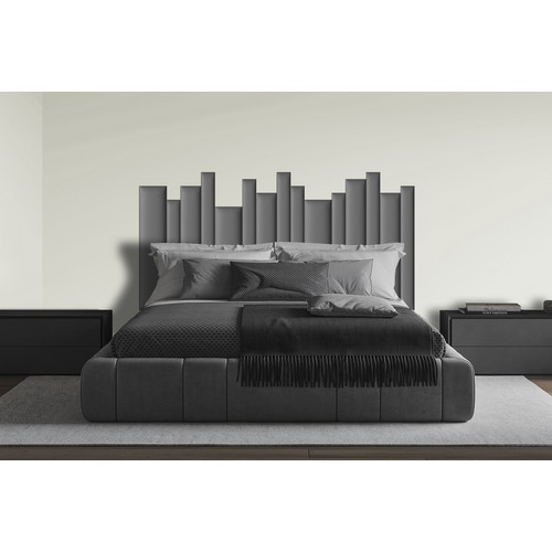 Kerma műbőr dekor panelekből kialakított modern ágyvég 200x100 cm ezüst Rocks Silver Kerma műbőr dekor panelekből kialakított modern ágyvég 200x100 cm ezüst Rocks Silver