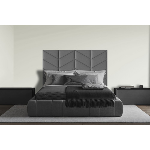 Kerma műbőr kárpitozott panelekből kialakított modern ágyvég 180x100 cm ezüst-rocks silver Kerma műbőr kárpitozott panelekből kialakított modern ágyvég 180x100 cm ezüst-rocks silver