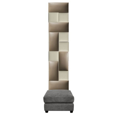 Előszobafal-17 tisztítható beige és drapp színű műbőr dekorpanelekből, keskeny előszobafal