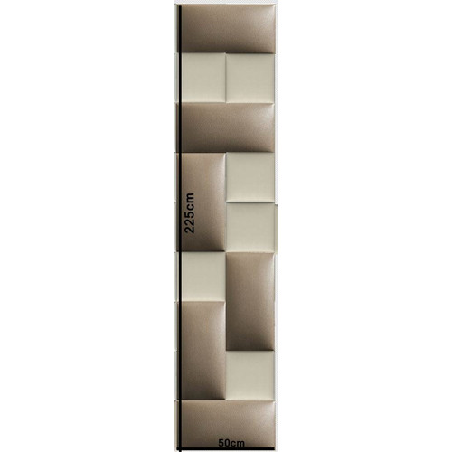 Előszobafal-17 tisztítható beige és drapp színű műbőr dekorpanelekből, keskeny előszobafal