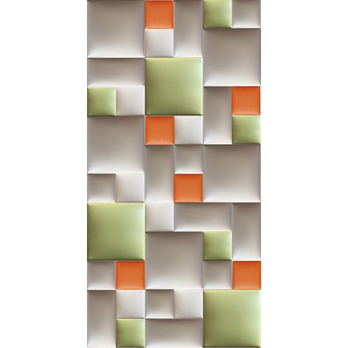 Előszobafal-32 műbőr design modern falpanel dekoráció, beige, sárga, zöld, fehér színek