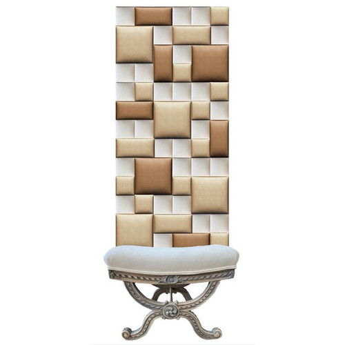 Előszobafal-33 decor műbőr 3d falpanelekből, beige, arany színek