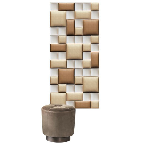 Előszobafal-33 decor műbőr 3d falpanelekből, beige, arany színek
