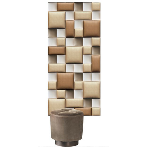 Előszobafal-34 design praktikus beige, arany, drapp színű szintetikus műbőr falpanelekből