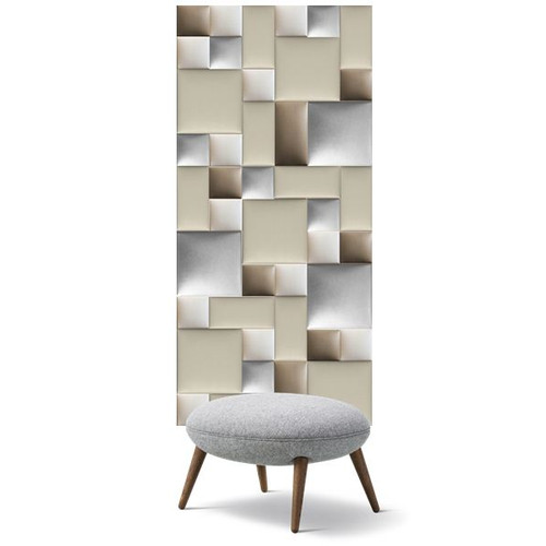 Előszobafal-38 modern falpanel ötletes faldekoráció, beige, fehér és ezüst panelekből