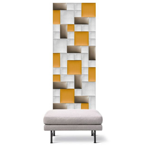 Előszobafal-53 modern panelekből összerakható, barna, beige, sárga színű dekor