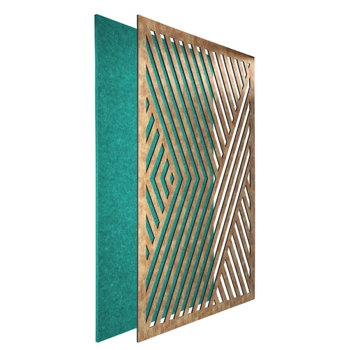 DehalQ akusztikus 60x90 cm mintázat-1 falpanel türkiz filc alappal óarany színű előlappal