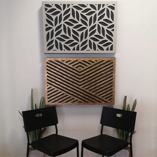 DehalQ akusztikus 60x90 cm mintázat-3 falpanel fehér alappal világos textil hatású előlappal