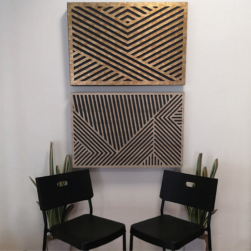 DehalQ akusztikus 60x90 cm mintázat-3 falpanel fehér alappal világos textil hatású előlappal