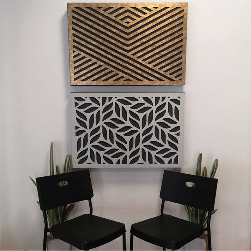 DehalQ akusztikus 60x90 cm mintázat-3 falpanel fehér alappal világos textil hatású előlappal