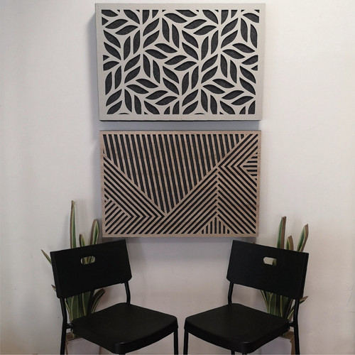 DehalQ akusztikus 60x90 cm mintázat-3 falpanel fehér alappal világos textil hatású előlappal