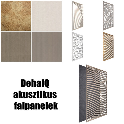 DehalQ akusztikus 60x90 cm mintázat-3 falpanel fehér alappal világos textil hatású előlappal