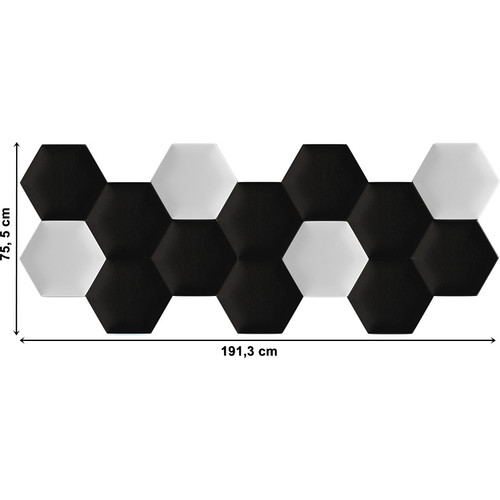Kerma fekete és fehér színű hatszög trendi műbőr 3D falvédő-25 hexagon falpanelekből Kerma fekete és fehér színű hatszög trendi műbőr 3D falvédő-25 hexagon falpanelekből