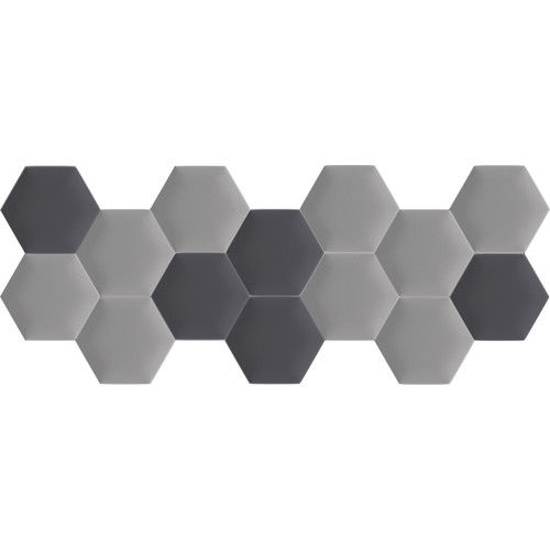 Kerma 3D falpanelek, műbőr, világos és sötét szürke színű hatszög, design burkolat, modern falvédő-28