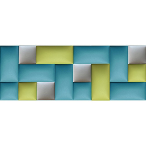 Ötletes falvédő-108 V-28 kerma 3D faldekoráció (200x75 cm) szürke, zöld, kék panelekből