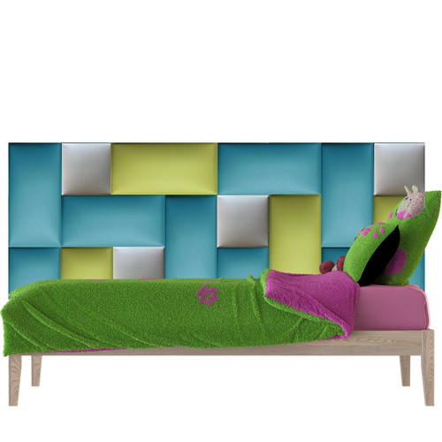 Ötletes falvédő-108 V-28 kerma 3D faldekoráció (200x75 cm) szürke, zöld, kék panelekből