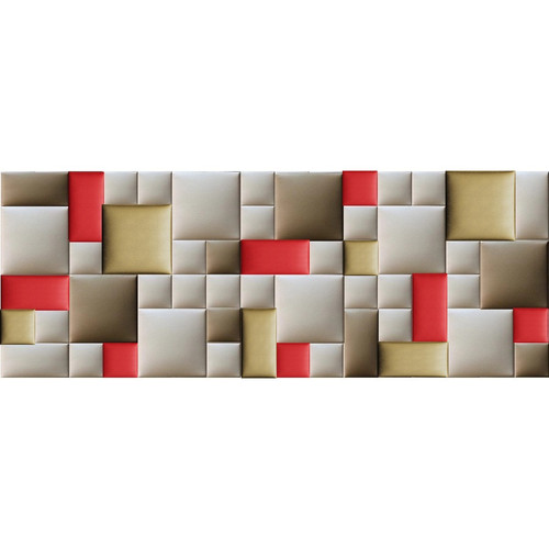 Műbőr falvédő-164 P-41 kárpitozott faldekoráció (200x75 cm) beige, piros, barna, arany panelekből