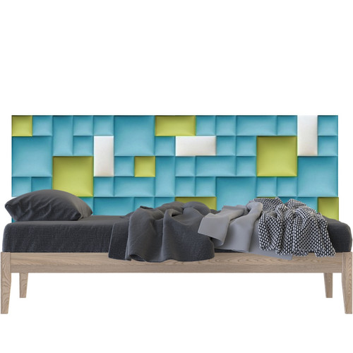Műbőr falvédő-88 V-8 faldekoráció (200x75 cm) fehér, zöld, kék falpanelekből Műbőr falvédő-88 V-8 faldekoráció (200x75 cm) fehér, zöld, kék falpanelekből