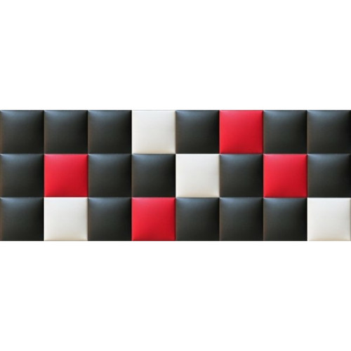 Műbőr falvédő-17 modern praktikus faldekoráció (200x75 cm), fehér, fekete, piros panelekből Műbőr falvédő-17 modern praktikus faldekoráció (200x75 cm), fehér, fekete, piros panelekből
