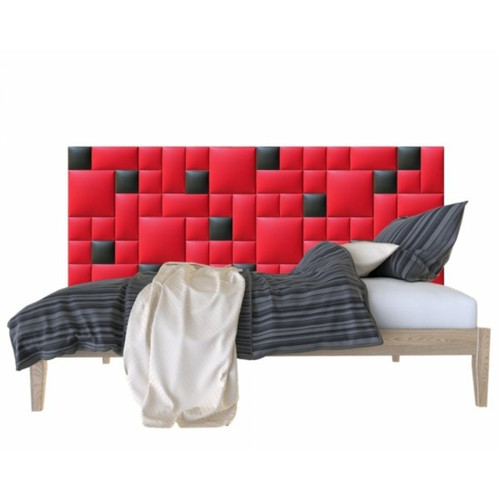 Műbőr falvédő-24 faldekoráció piros, fekete panelekből (200x75 cm) Műbőr falvédő-24 faldekoráció piros, fekete panelekből (200x75 cm)