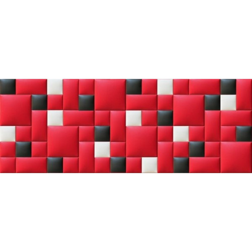 Műbőr falvédő-25 faldekoráció (200x75 cm) piros, fehér, fekete falpanelekből