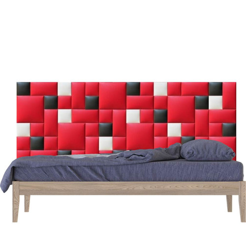 Műbőr falvédő-25 faldekoráció (200x75 cm) piros, fehér, fekete falpanelekből