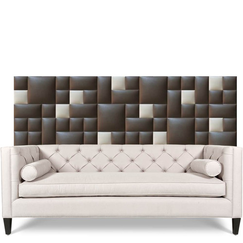 Műbőr falvédő-28 faldekoráció (200x75 cm) beige és barna kárpitozott falpanelekből Műbőr falvédő-28 faldekoráció (200x75 cm) beige és barna kárpitozott falpanelekből